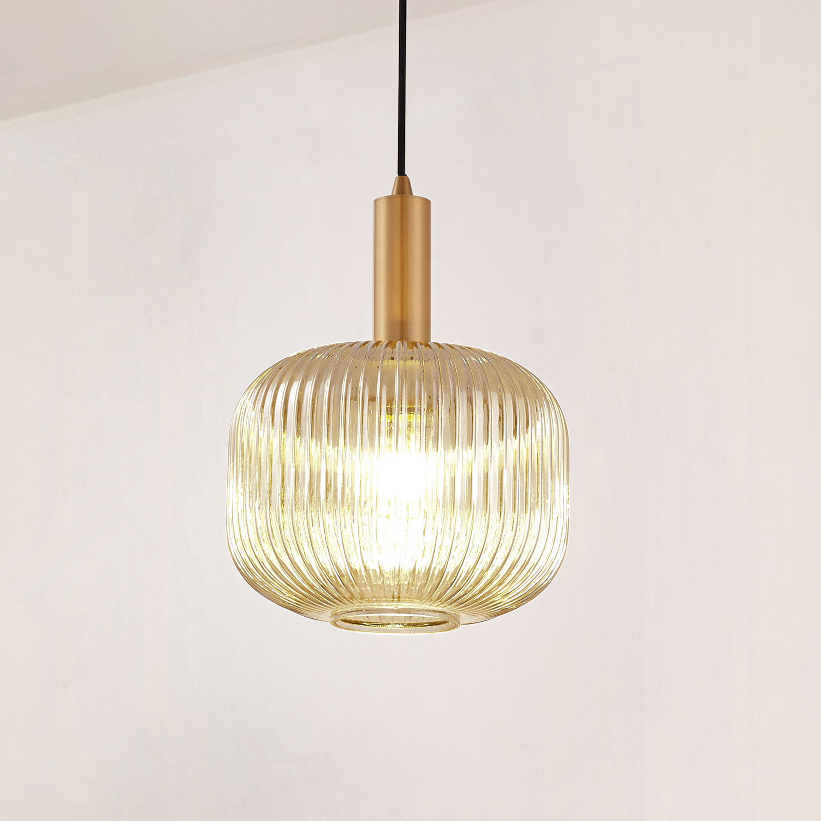 Lindby hanglamp Doroteo, 1-lamp, grijs, glas
